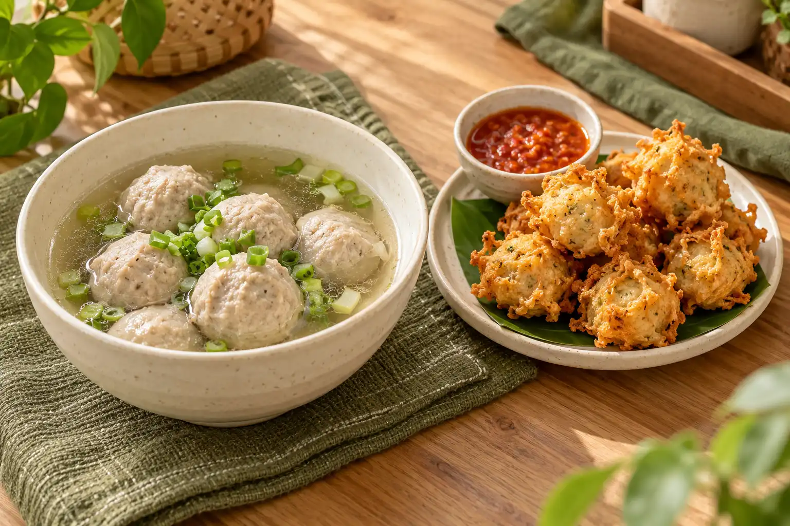 Ilustrasi bakso halus dan pentol ikan kriwil